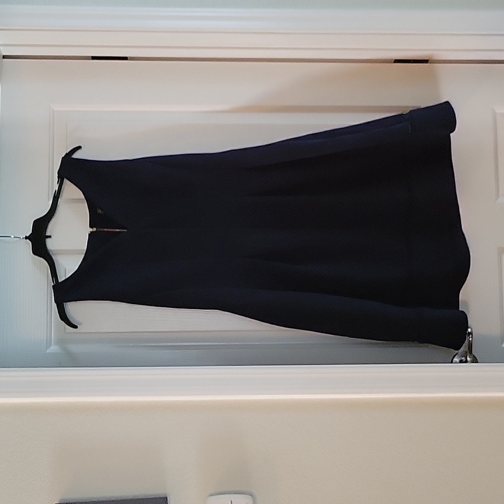 Lord & Taylor Navy Fit-and-Flare Sleeveless Dress